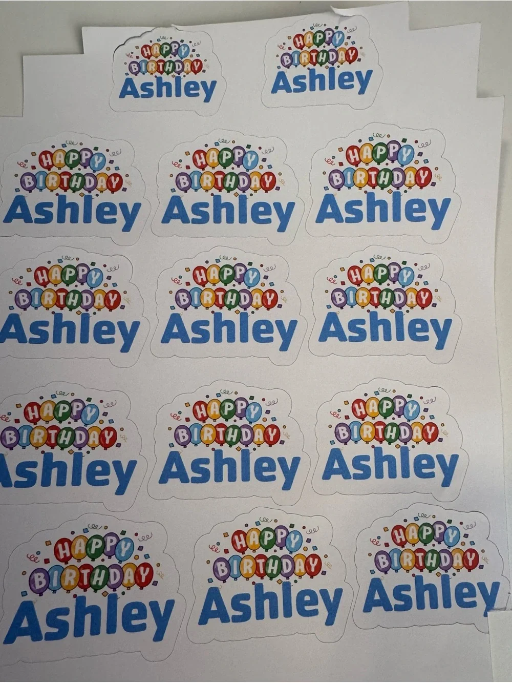 Personalized Happy Birthday Stickers - Blue Gift Labels three (3) sheets